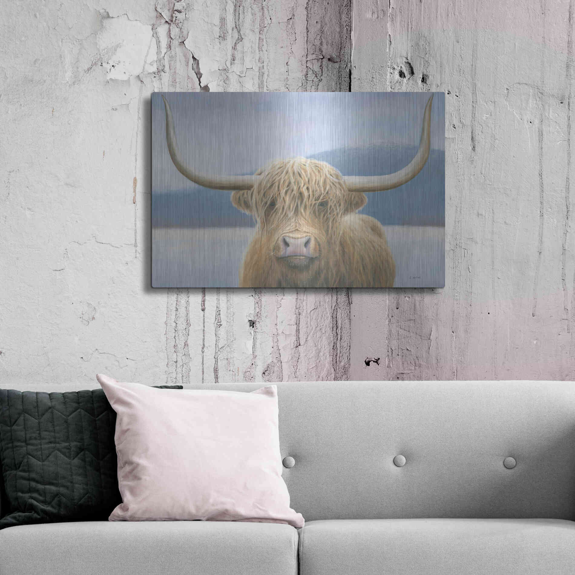 Luxe Metal Art 'Highland Cow' by James Wiens, Metal Wall Art,36x24