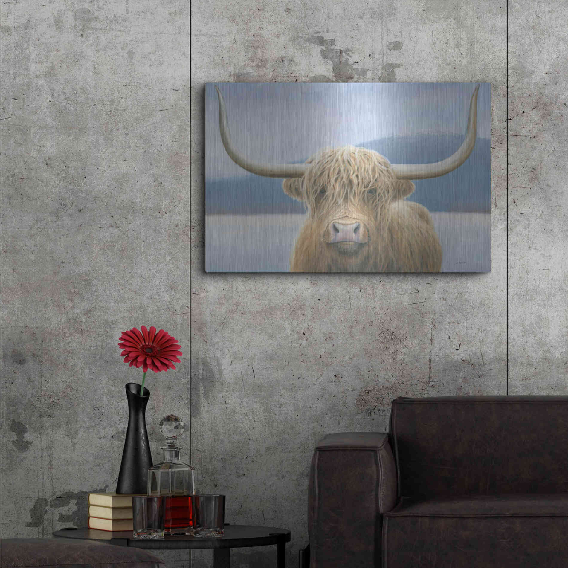 Luxe Metal Art 'Highland Cow' by James Wiens, Metal Wall Art,36x24