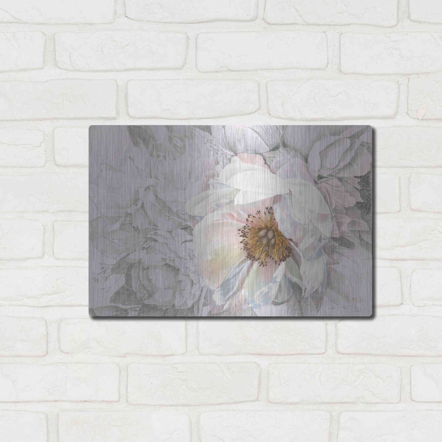 Luxe Metal Art 'Blooming Sketch' by James Wiens, Metal Wall Art,16x12