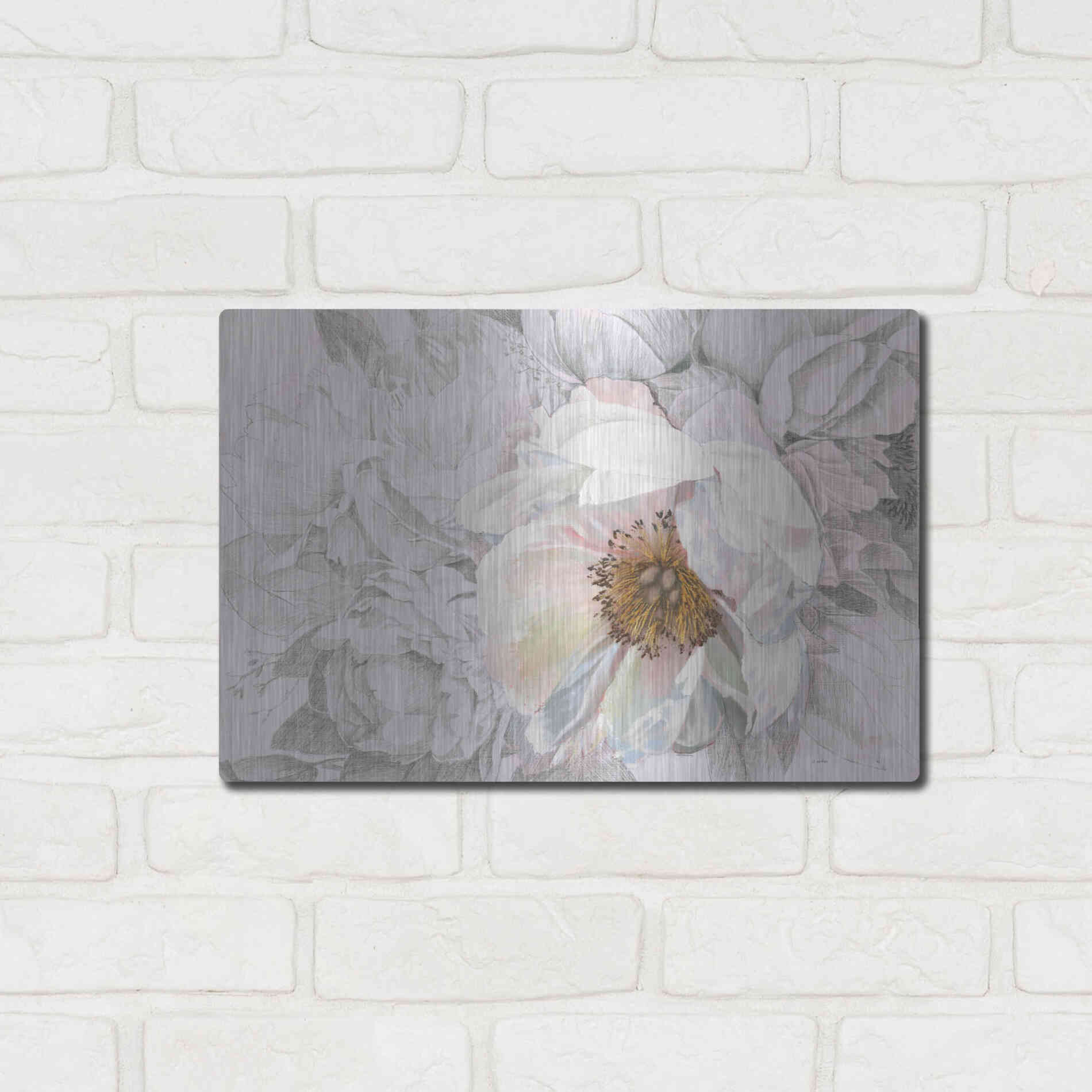 Luxe Metal Art 'Blooming Sketch' by James Wiens, Metal Wall Art,16x12