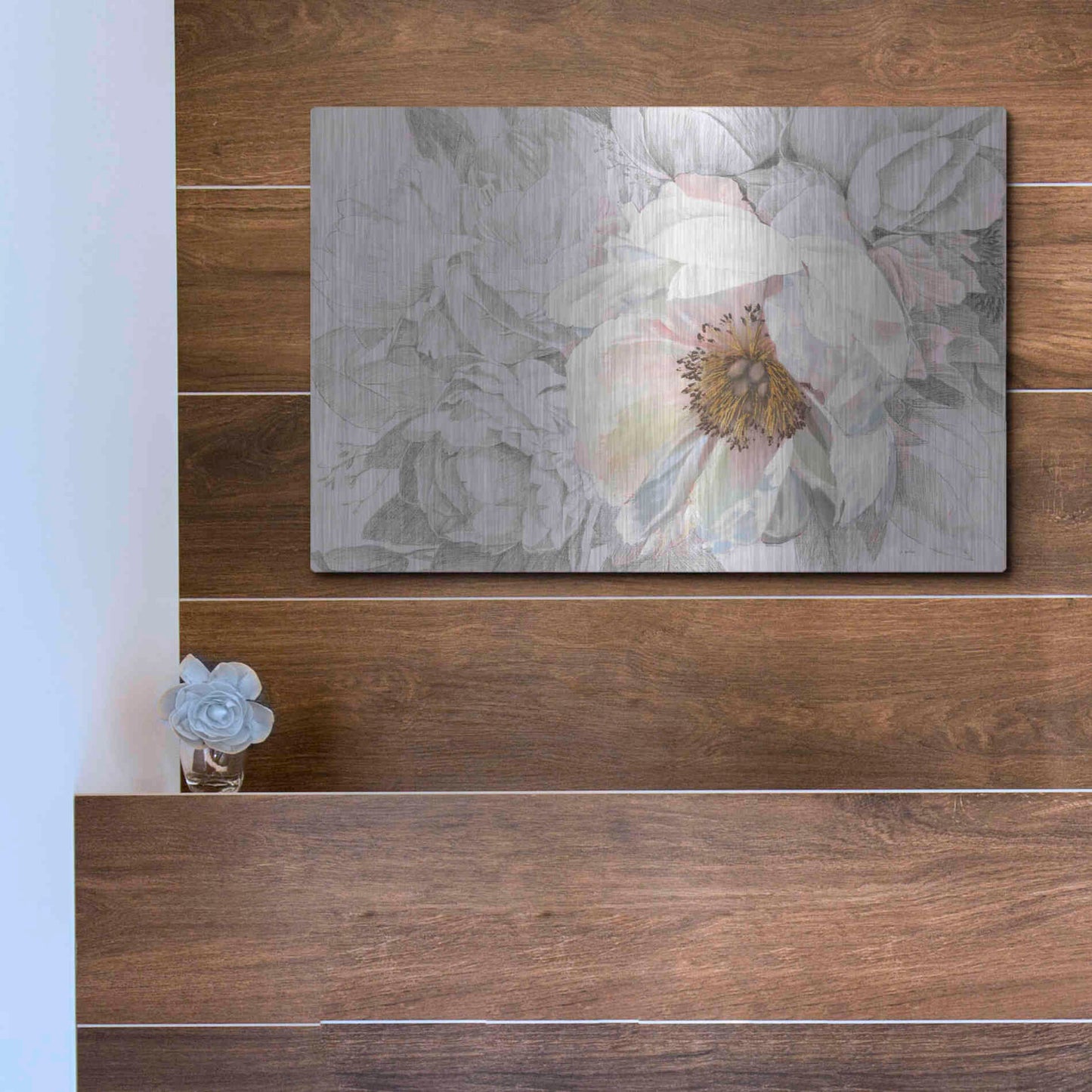 Luxe Metal Art 'Blooming Sketch' by James Wiens, Metal Wall Art,16x12