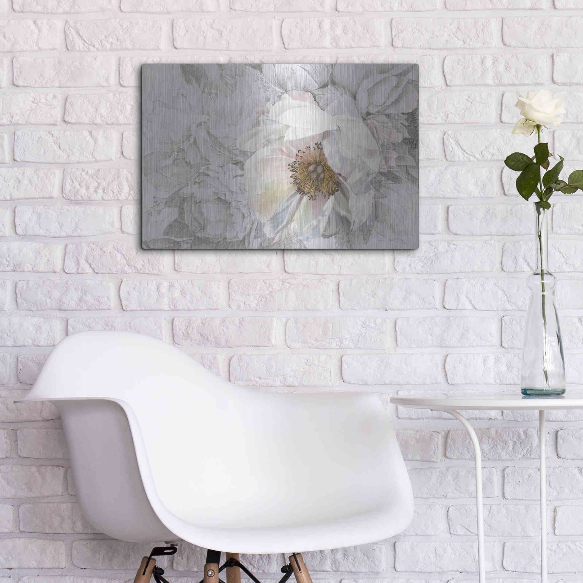 Luxe Metal Art 'Blooming Sketch' by James Wiens, Metal Wall Art,24x16
