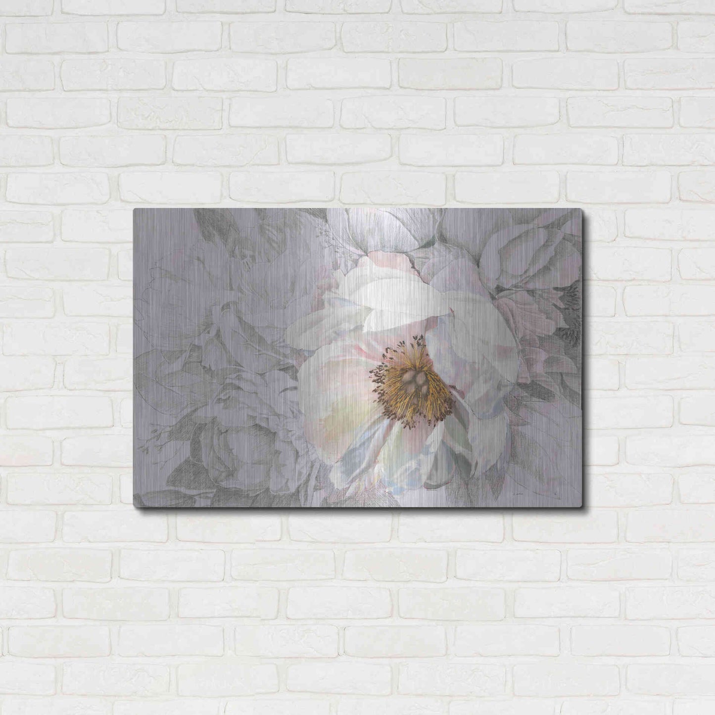 Luxe Metal Art 'Blooming Sketch' by James Wiens, Metal Wall Art,36x24