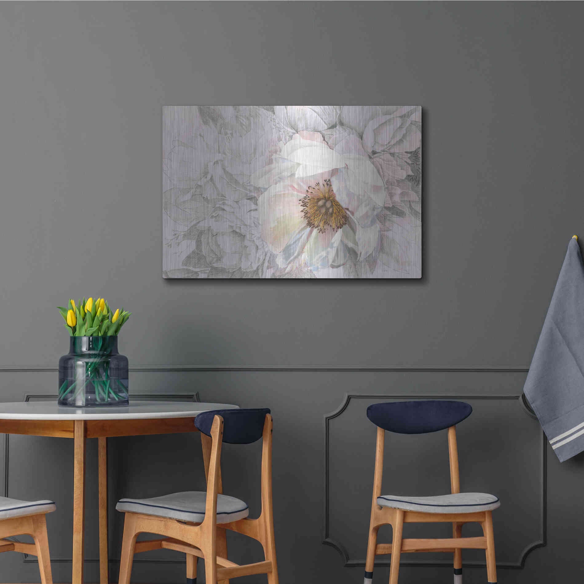 Luxe Metal Art 'Blooming Sketch' by James Wiens, Metal Wall Art,36x24