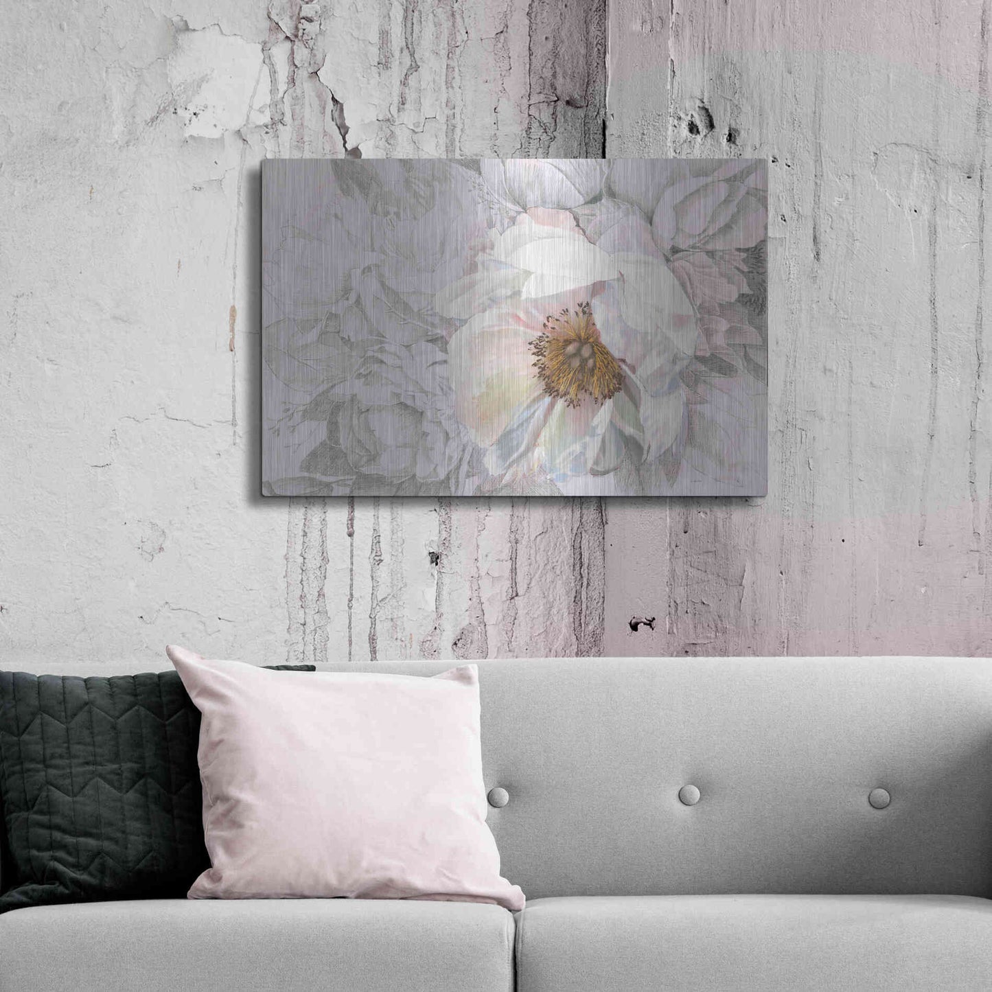 Luxe Metal Art 'Blooming Sketch' by James Wiens, Metal Wall Art,36x24