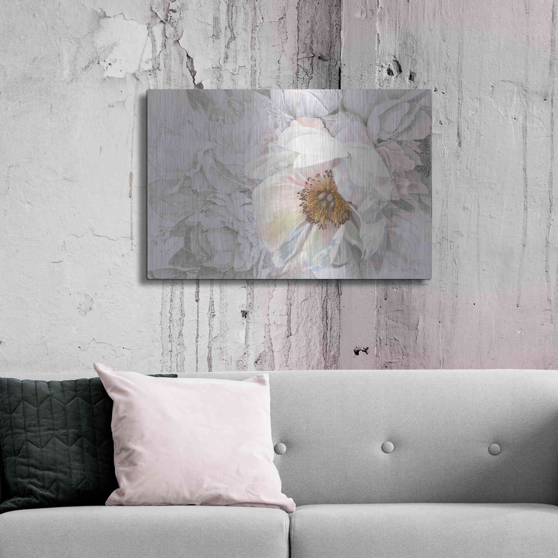Luxe Metal Art 'Blooming Sketch' by James Wiens, Metal Wall Art,36x24