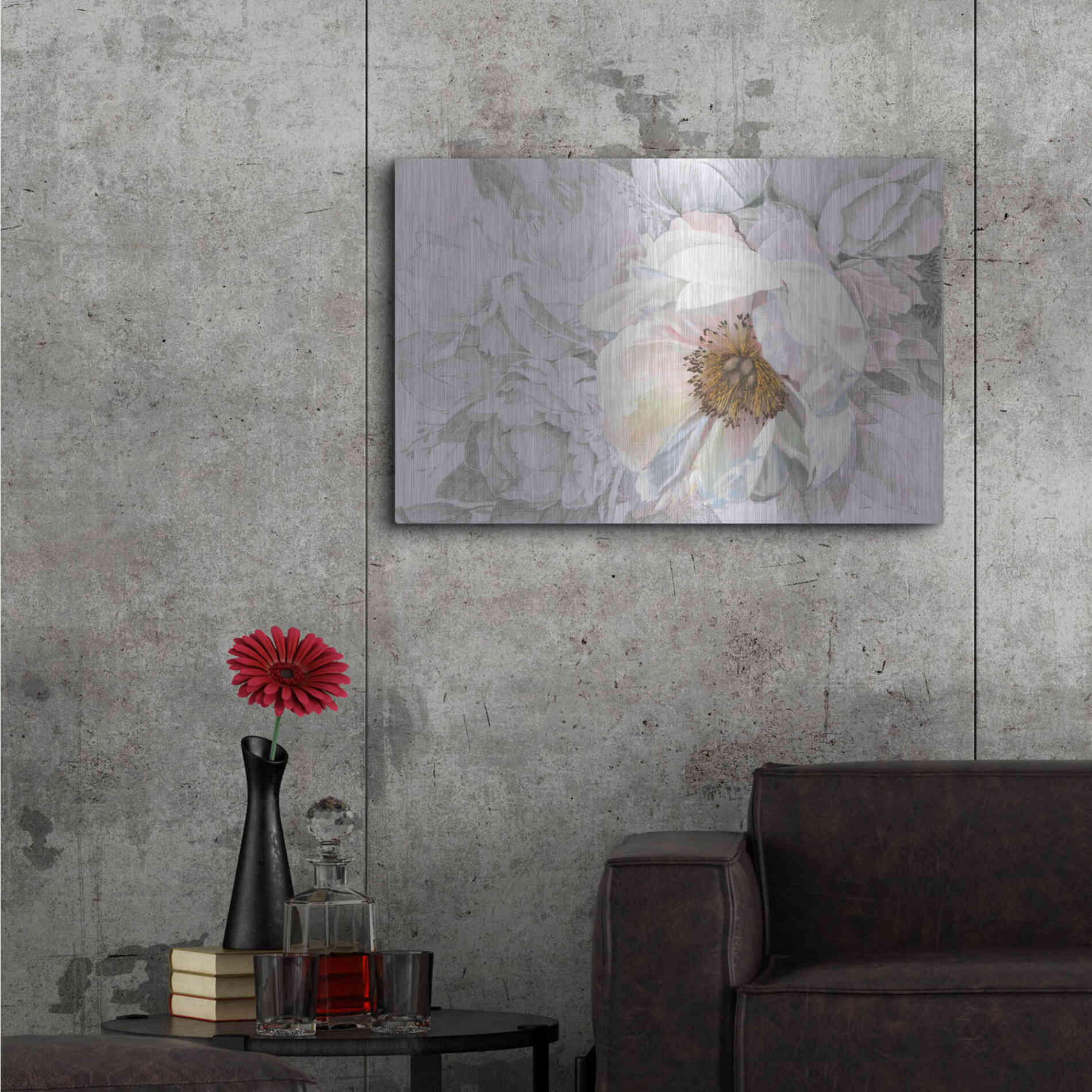 Luxe Metal Art 'Blooming Sketch' by James Wiens, Metal Wall Art,36x24