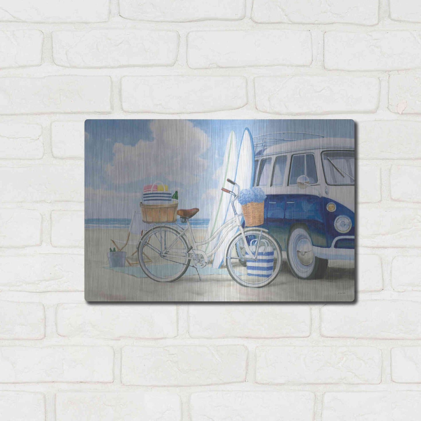 Luxe Metal Art 'Beach Time I' by James Wiens, Metal Wall Art,16x12