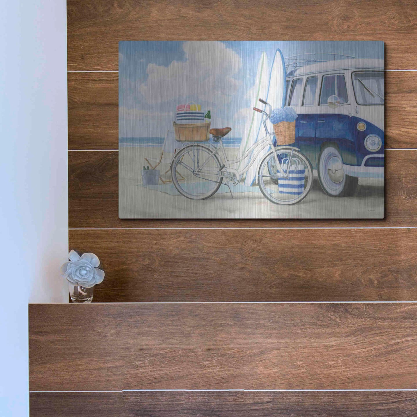 Luxe Metal Art 'Beach Time I' by James Wiens, Metal Wall Art,16x12