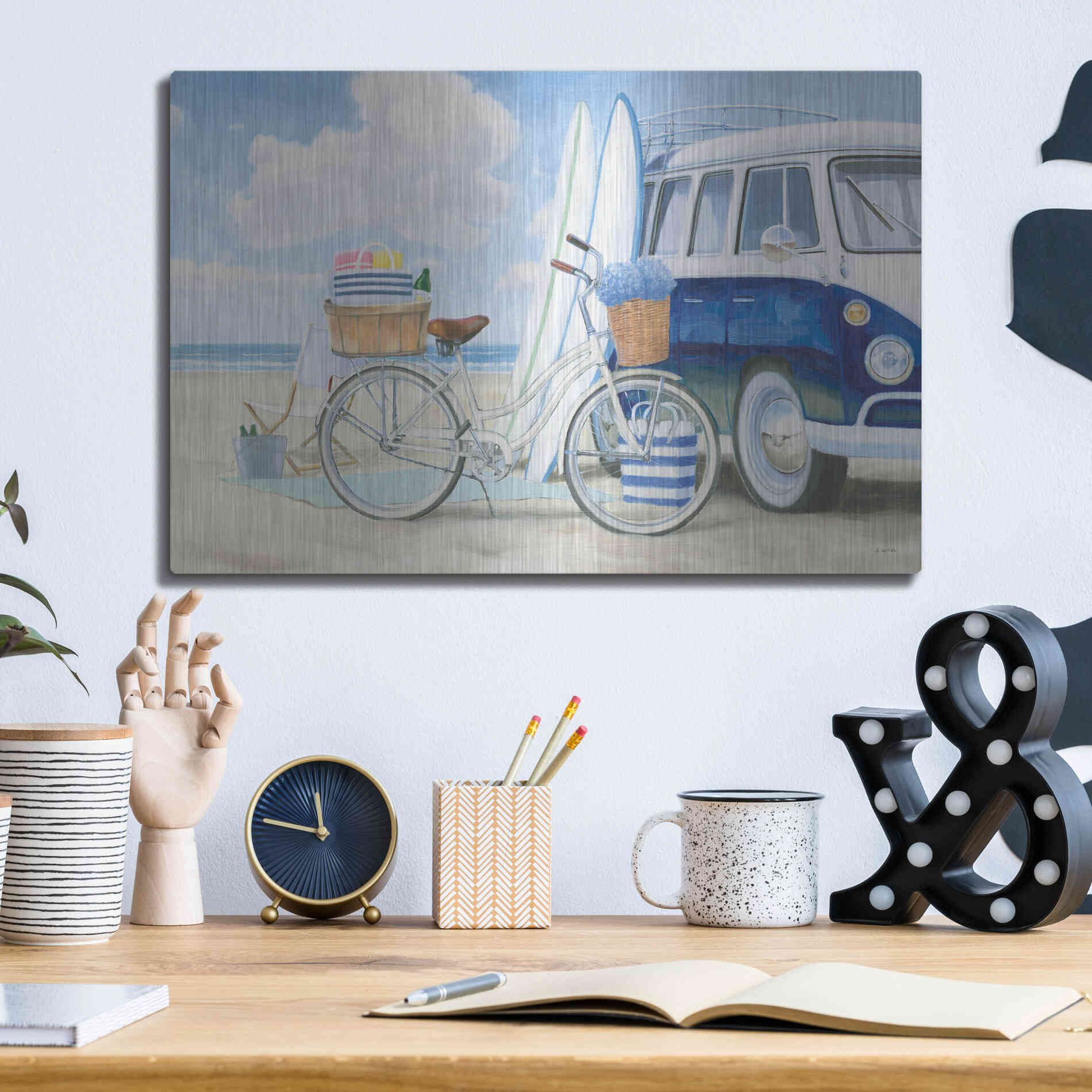 Luxe Metal Art 'Beach Time I' by James Wiens, Metal Wall Art,16x12