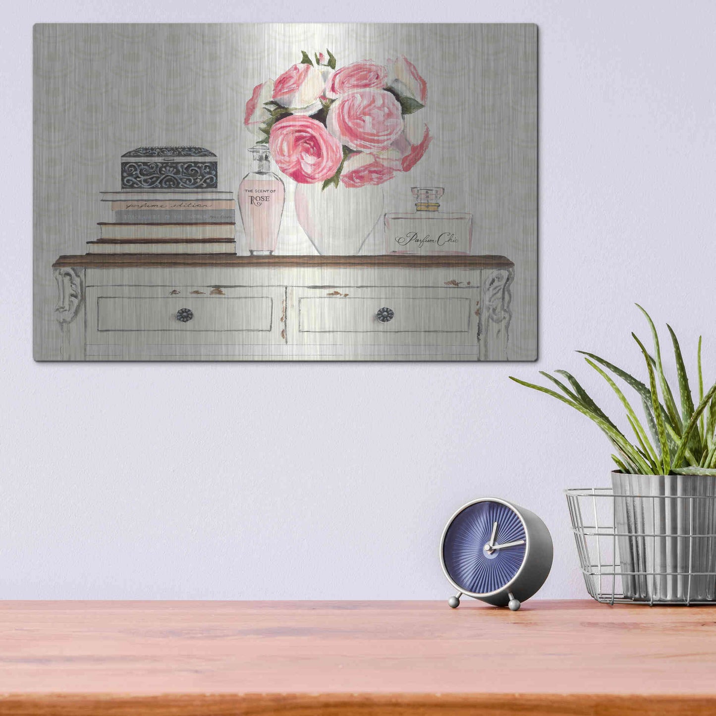 Luxe Metal Art 'Parfum Chic I' by Marco Fabiano, Metal Wall Art,16x12