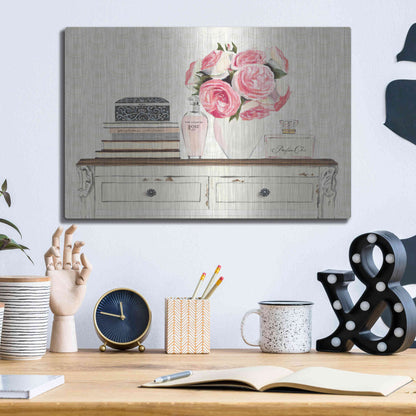 Luxe Metal Art 'Parfum Chic I' by Marco Fabiano, Metal Wall Art,16x12