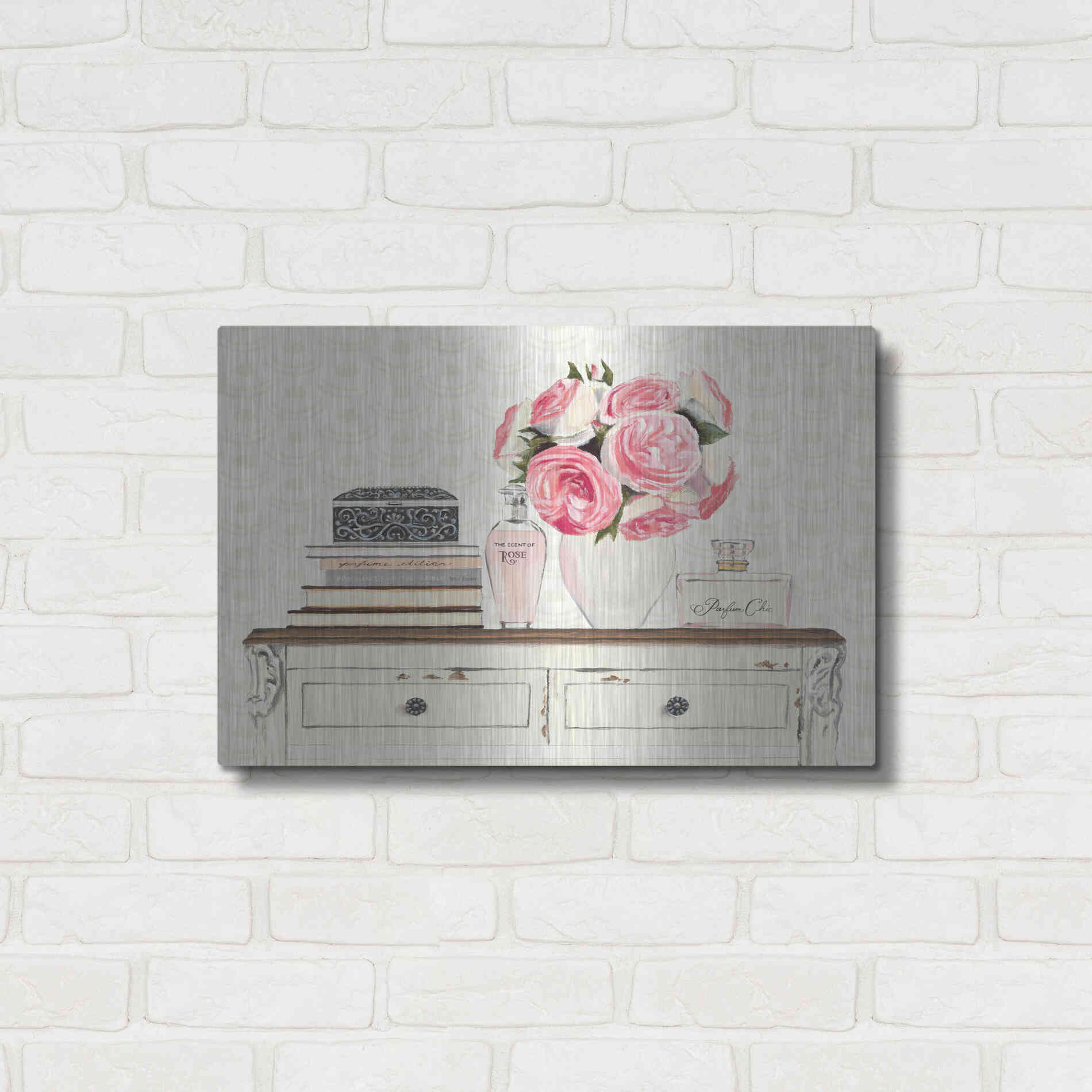 Luxe Metal Art 'Parfum Chic I' by Marco Fabiano, Metal Wall Art,24x16