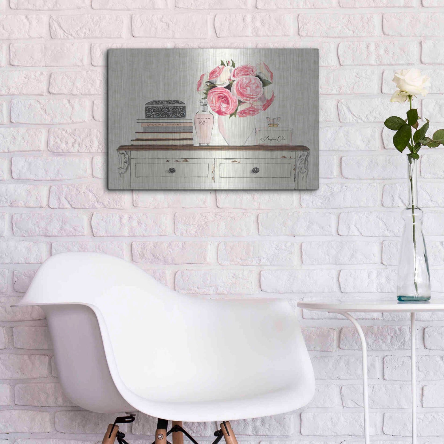 Luxe Metal Art 'Parfum Chic I' by Marco Fabiano, Metal Wall Art,24x16