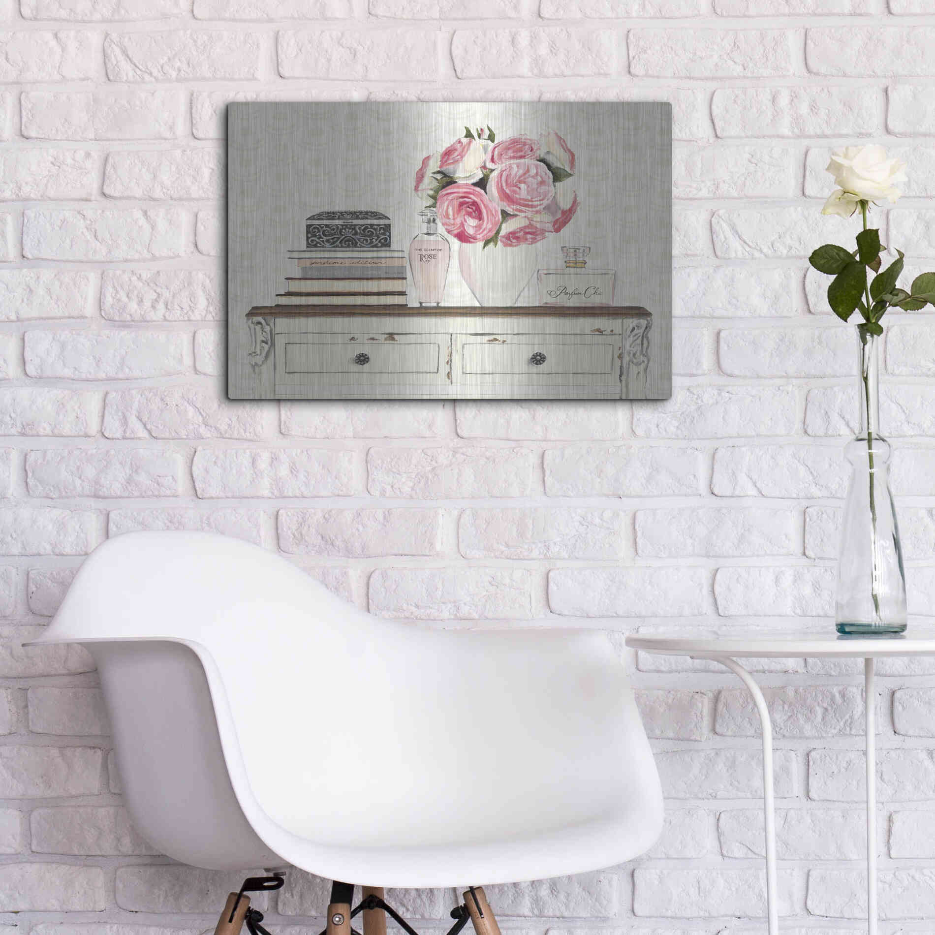 Luxe Metal Art 'Parfum Chic I' by Marco Fabiano, Metal Wall Art,24x16