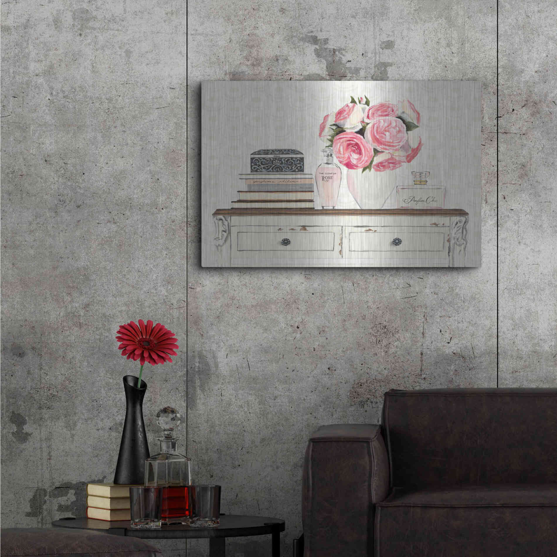 Luxe Metal Art 'Parfum Chic I' by Marco Fabiano, Metal Wall Art,36x24