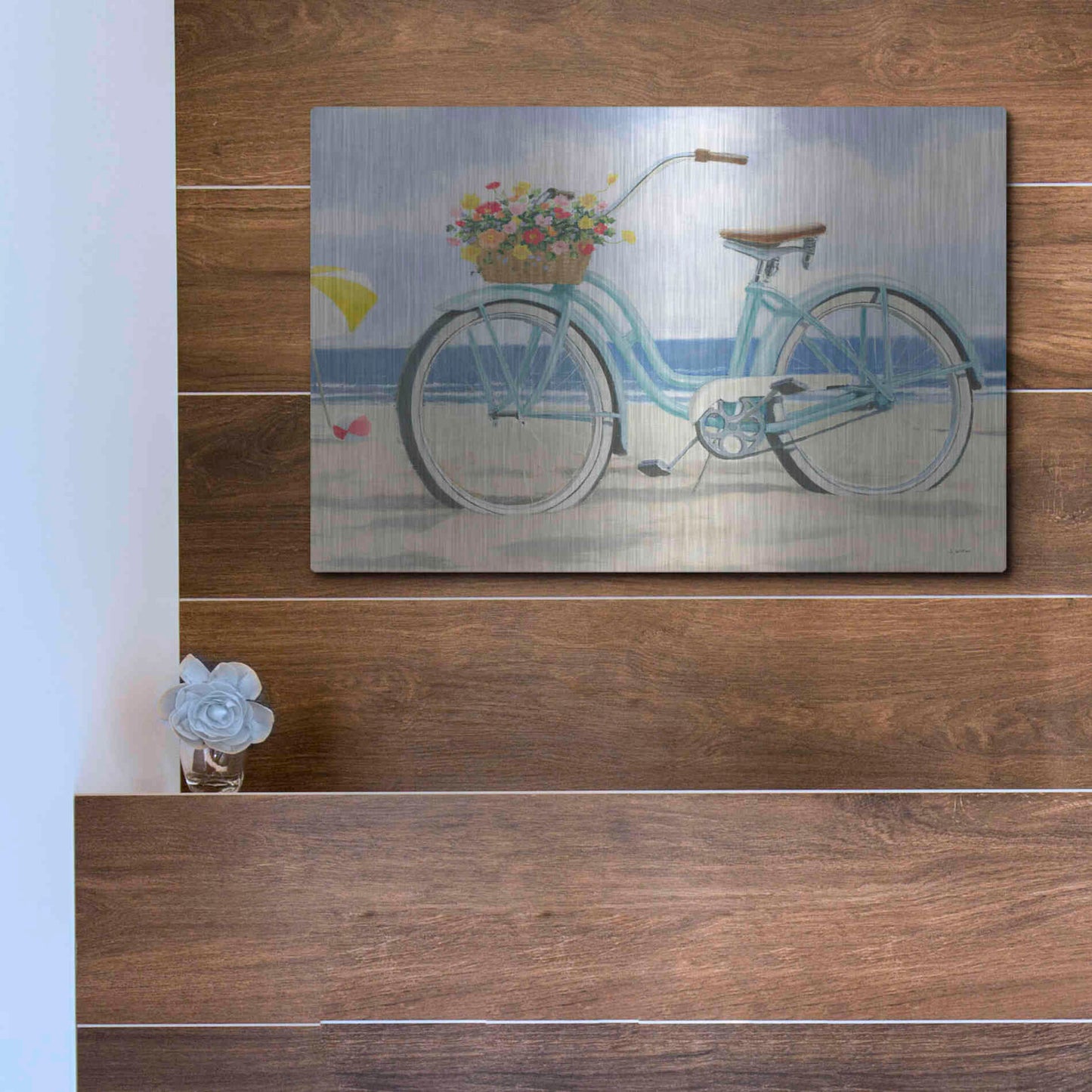 Luxe Metal Art 'Beach Time III' by James Wiens, Metal Wall Art,16x12