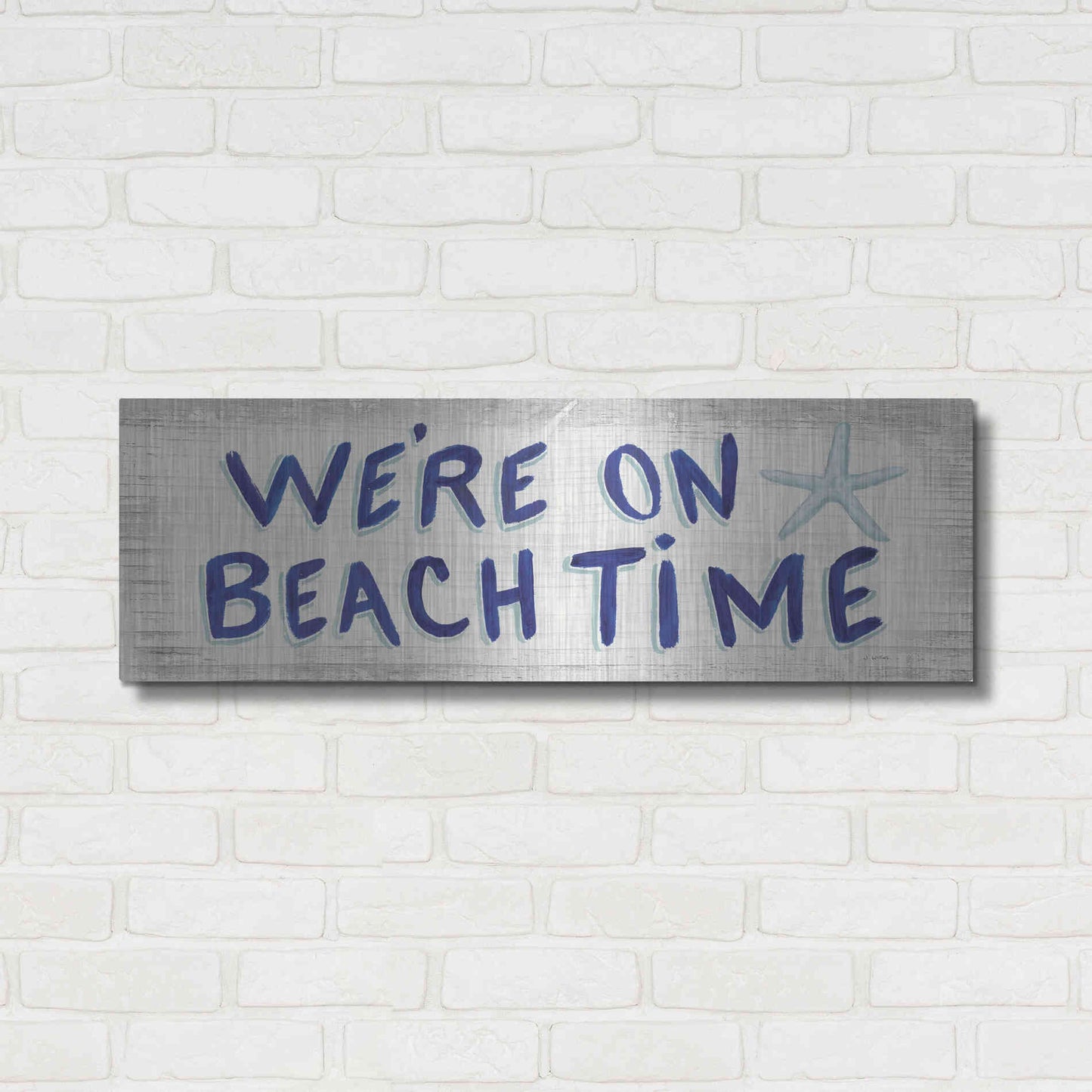 Luxe Metal Art 'Beach Time VI' by James Wiens, Metal Wall Art,36x12
