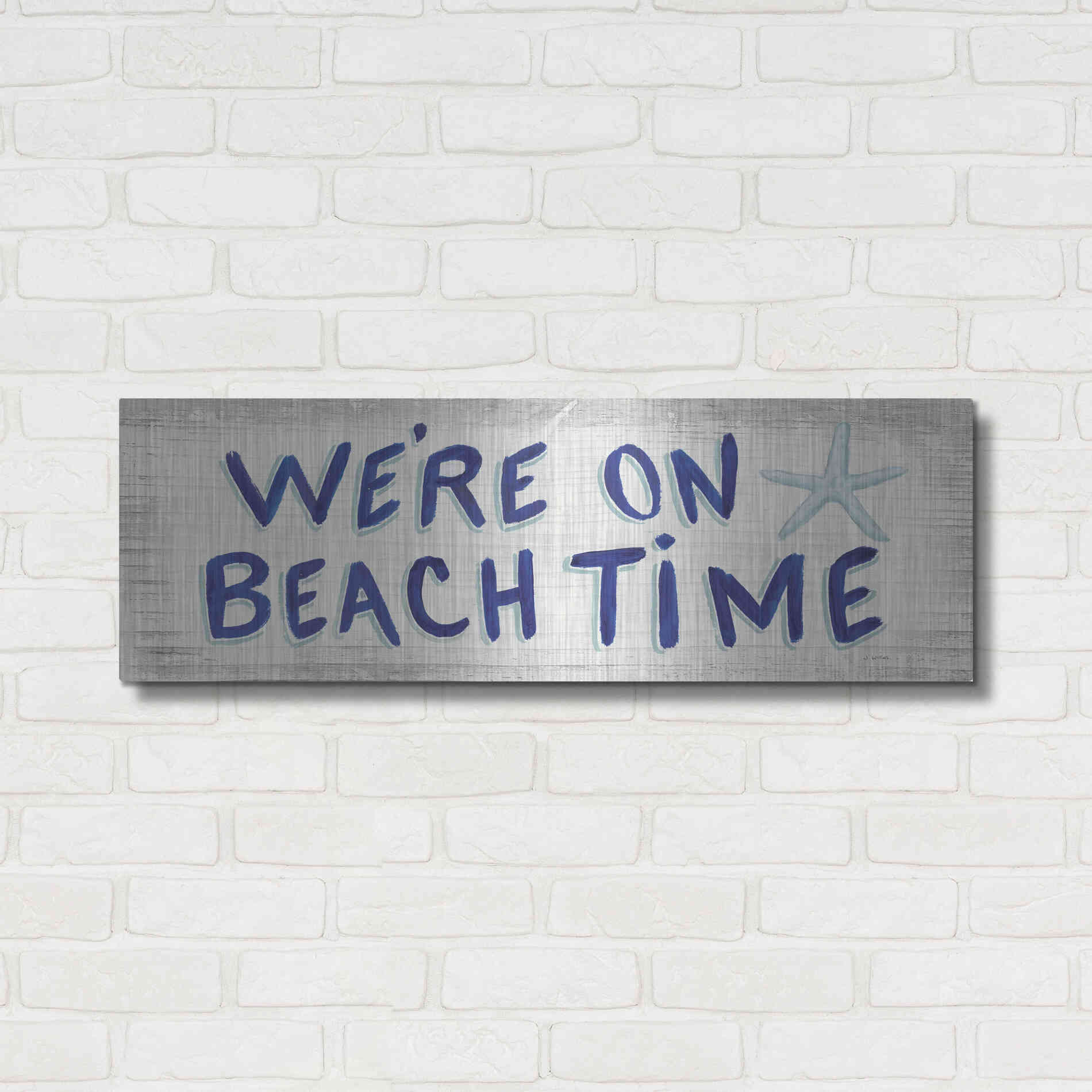 Luxe Metal Art 'Beach Time VI' by James Wiens, Metal Wall Art,36x12