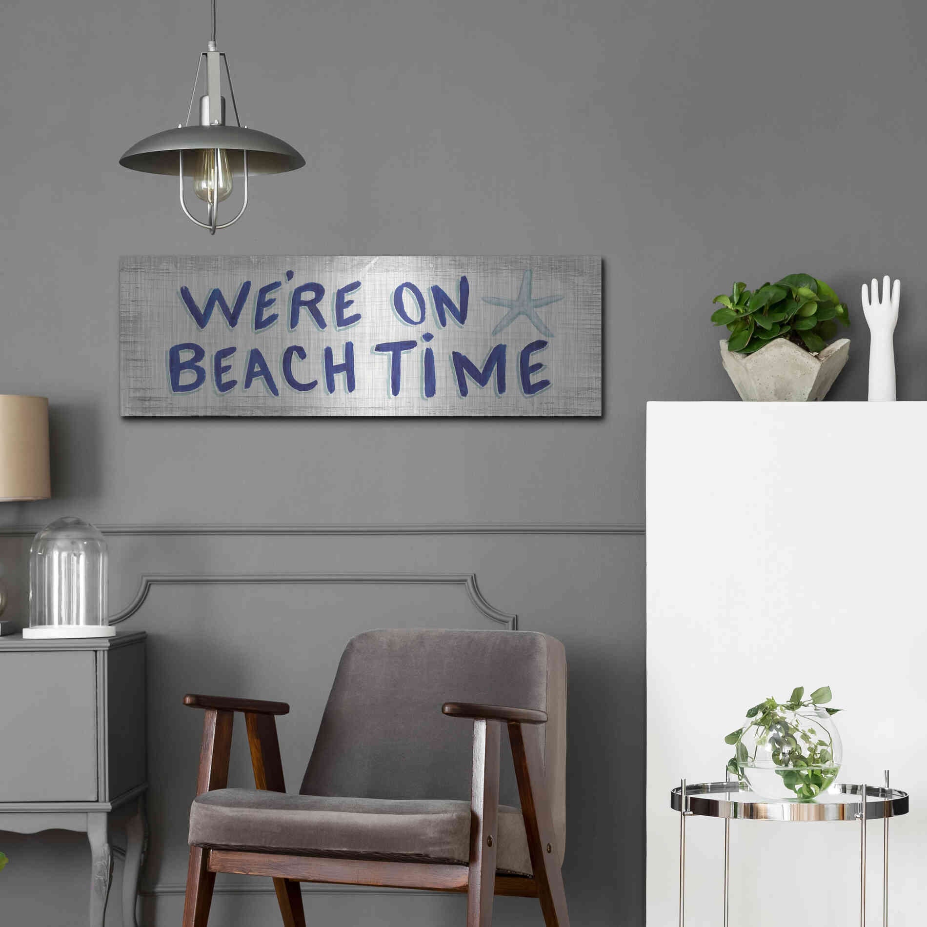 Luxe Metal Art 'Beach Time VI' by James Wiens, Metal Wall Art,36x12