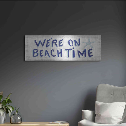 Luxe Metal Art 'Beach Time VI' by James Wiens, Metal Wall Art,36x12