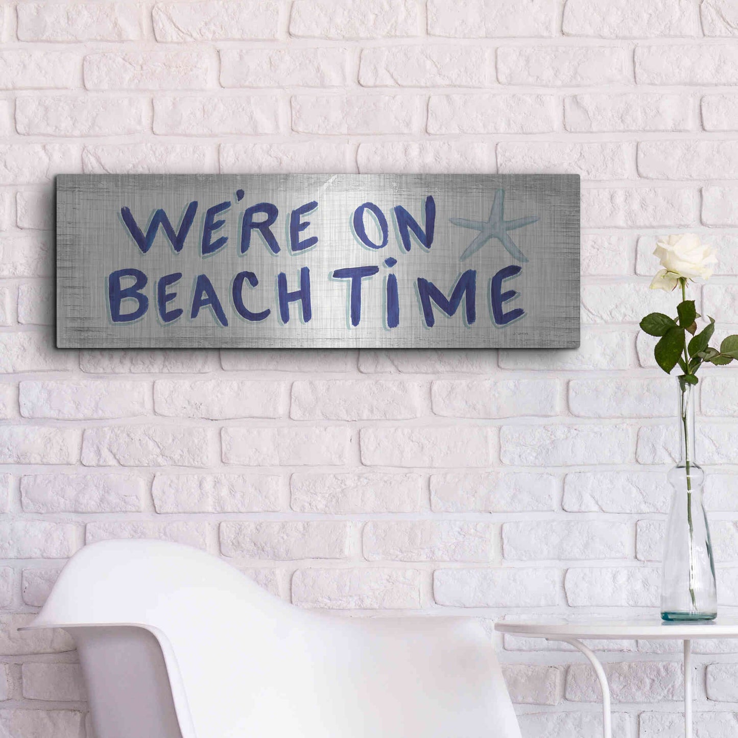 Luxe Metal Art 'Beach Time VI' by James Wiens, Metal Wall Art,36x12