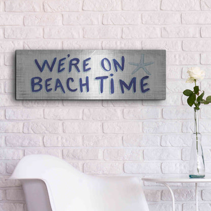Luxe Metal Art 'Beach Time VI' by James Wiens, Metal Wall Art,36x12