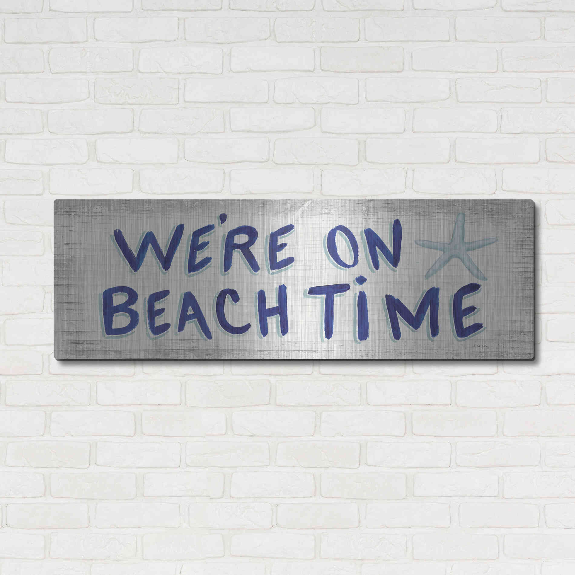 Luxe Metal Art 'Beach Time VI' by James Wiens, Metal Wall Art,48x16