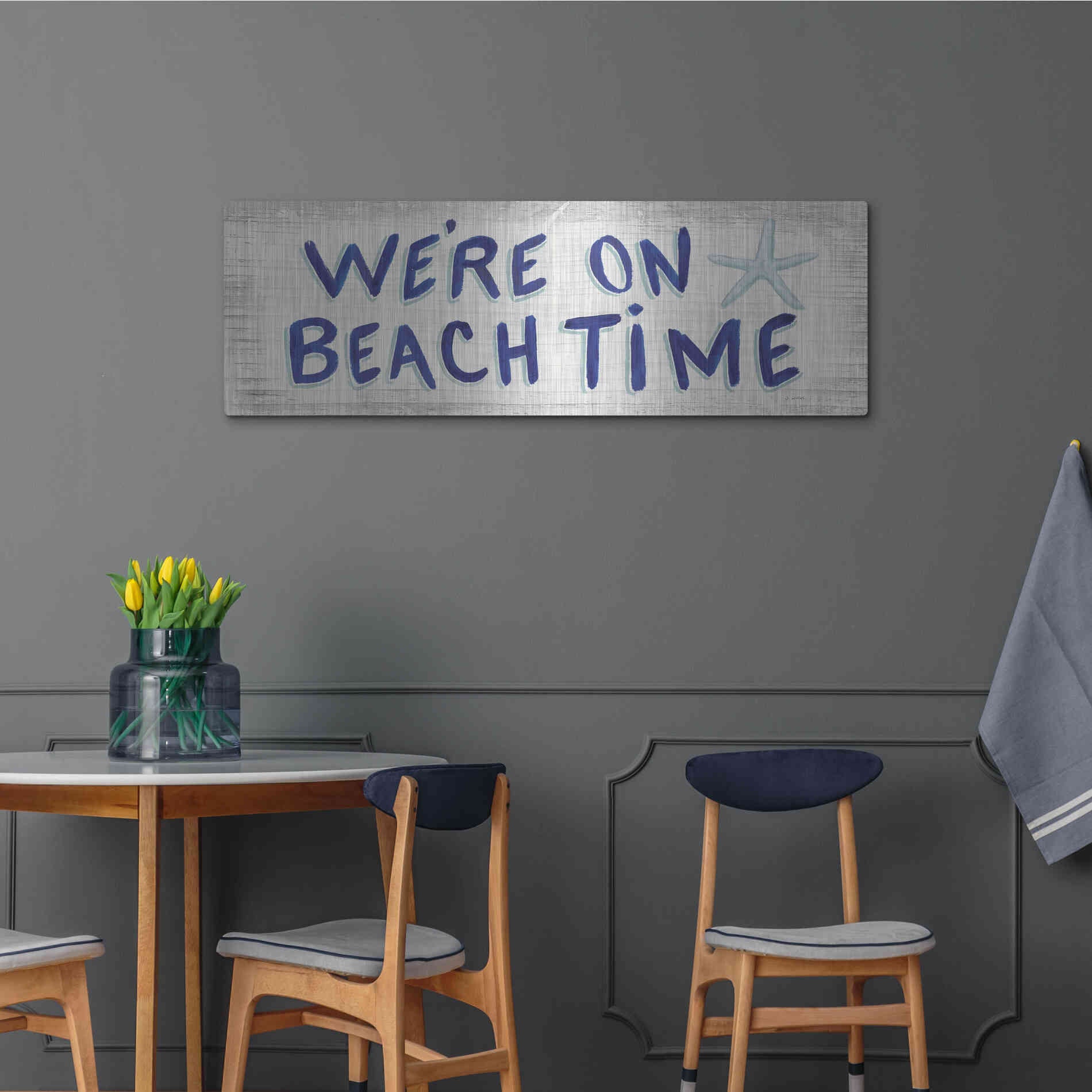 Luxe Metal Art 'Beach Time VI' by James Wiens, Metal Wall Art,48x16