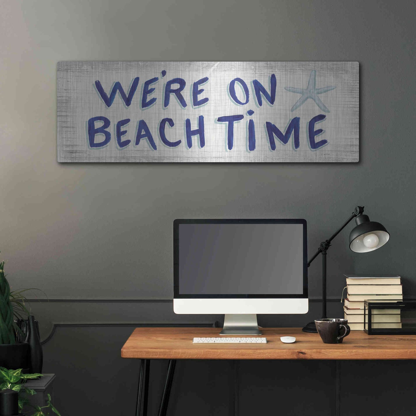 Luxe Metal Art 'Beach Time VI' by James Wiens, Metal Wall Art,48x16