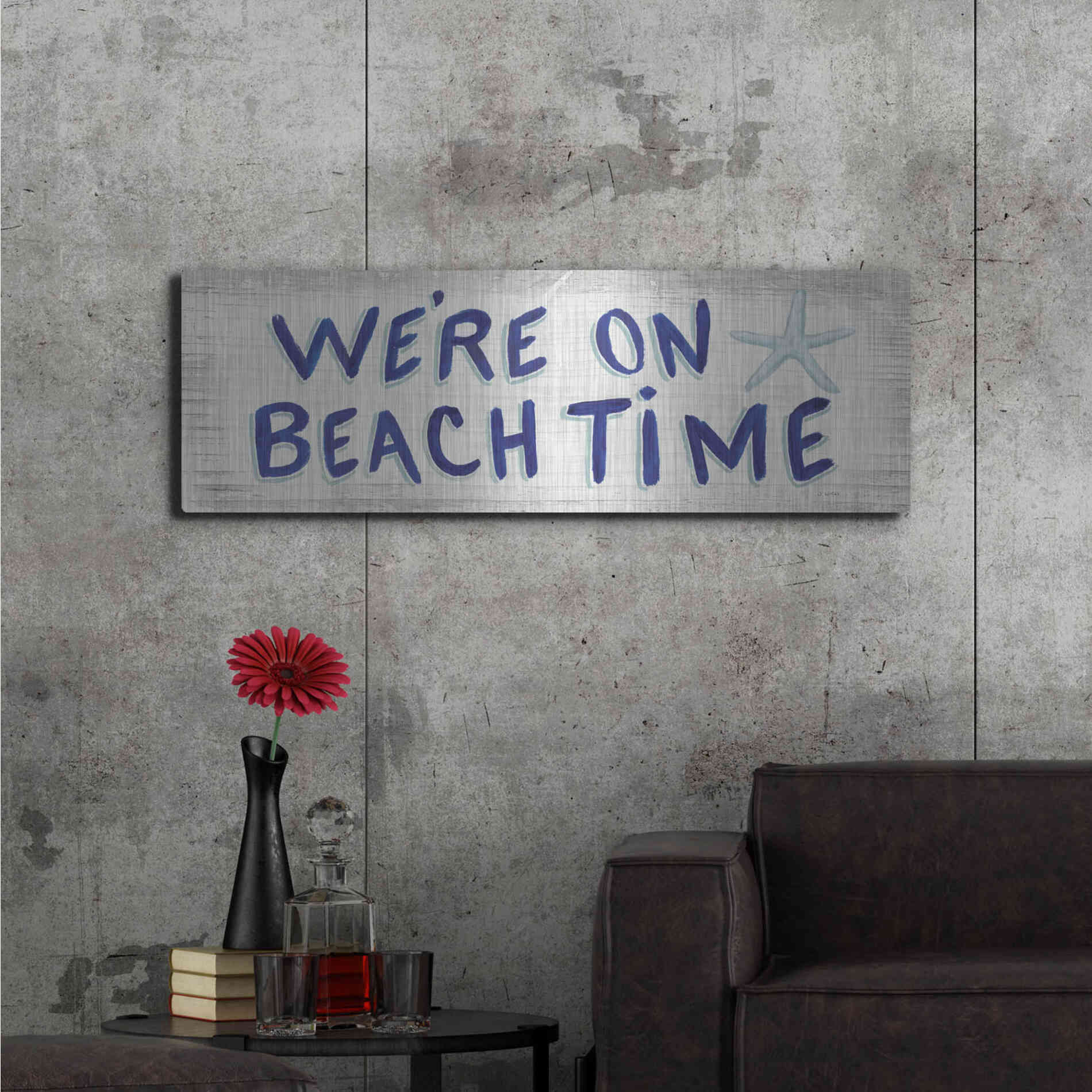 Luxe Metal Art 'Beach Time VI' by James Wiens, Metal Wall Art,48x16