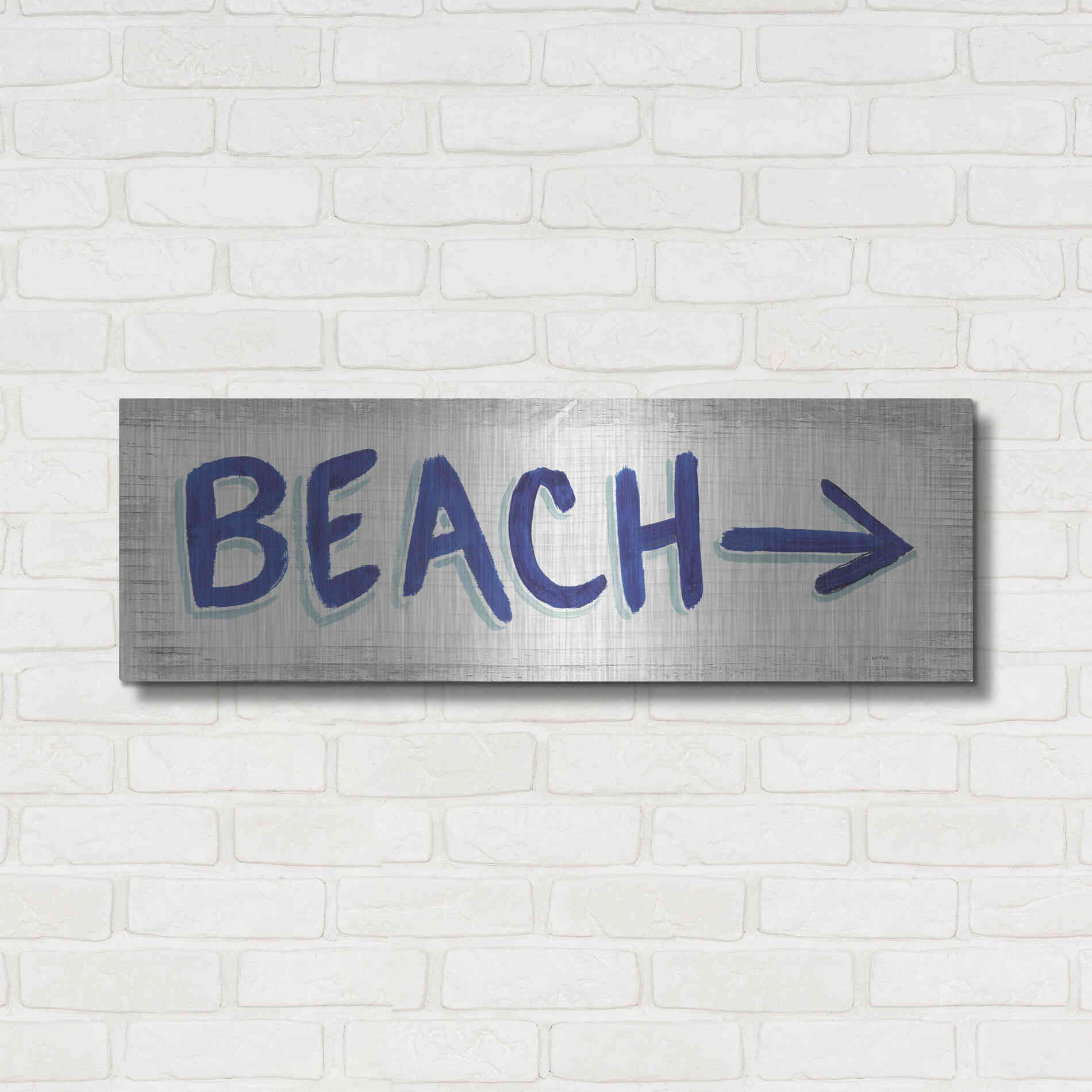 Luxe Metal Art 'Beach Time VII' by James Wiens, Metal Wall Art,36x12