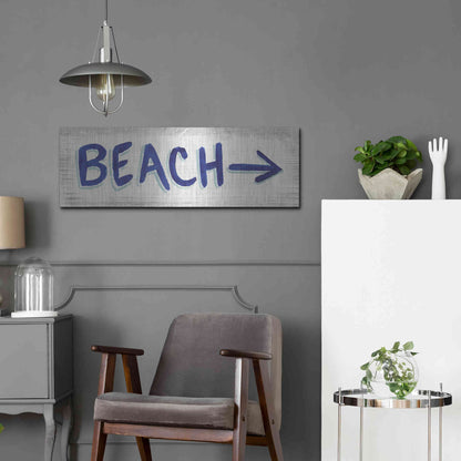 Luxe Metal Art 'Beach Time VII' by James Wiens, Metal Wall Art,36x12