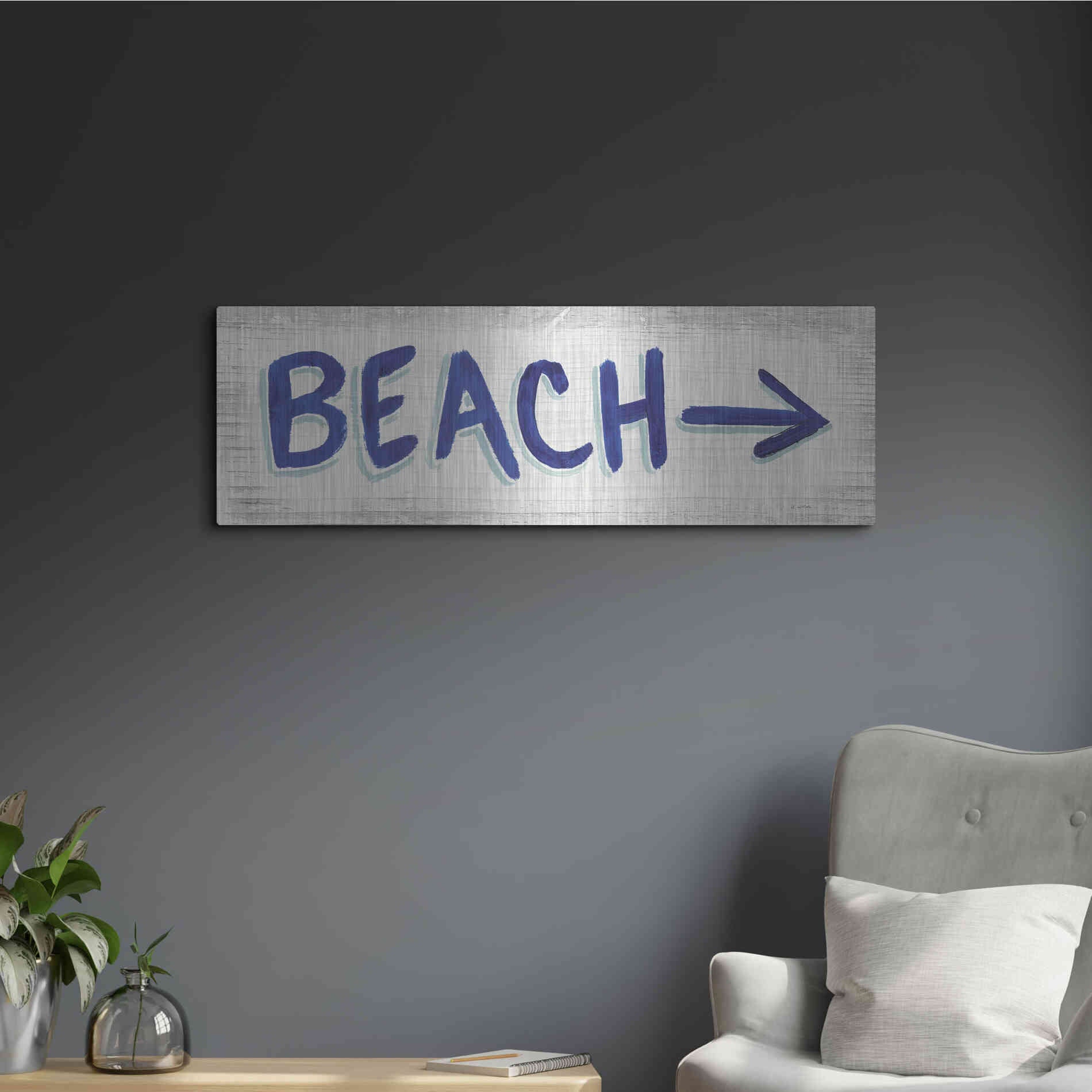 Luxe Metal Art 'Beach Time VII' by James Wiens, Metal Wall Art,36x12