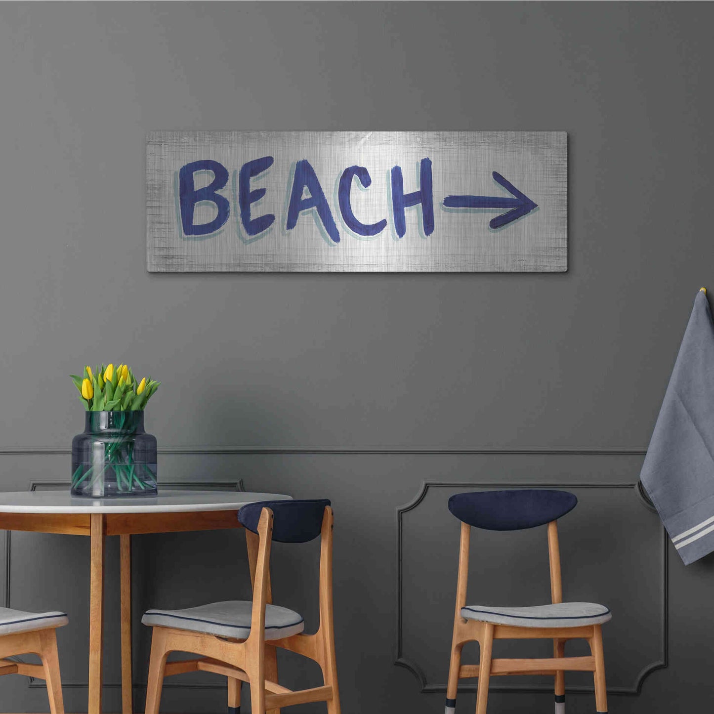 Luxe Metal Art 'Beach Time VII' by James Wiens, Metal Wall Art,48x16