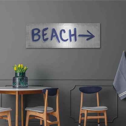 Luxe Metal Art 'Beach Time VII' by James Wiens, Metal Wall Art,48x16