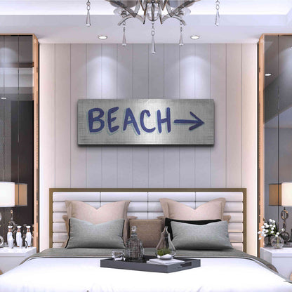 Luxe Metal Art 'Beach Time VII' by James Wiens, Metal Wall Art,48x16