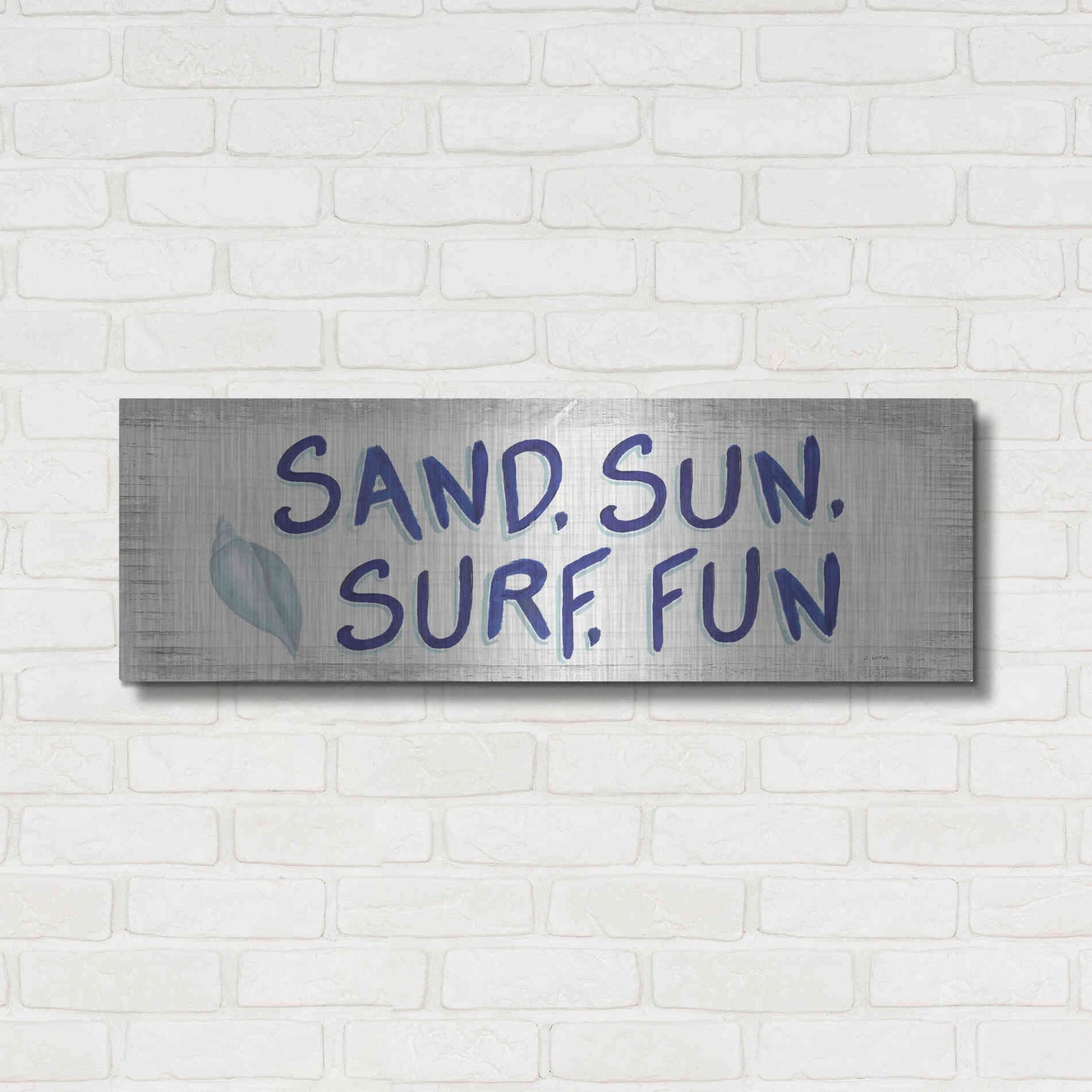 Luxe Metal Art 'Beach Time VIII' by James Wiens, Metal Wall Art,36x12