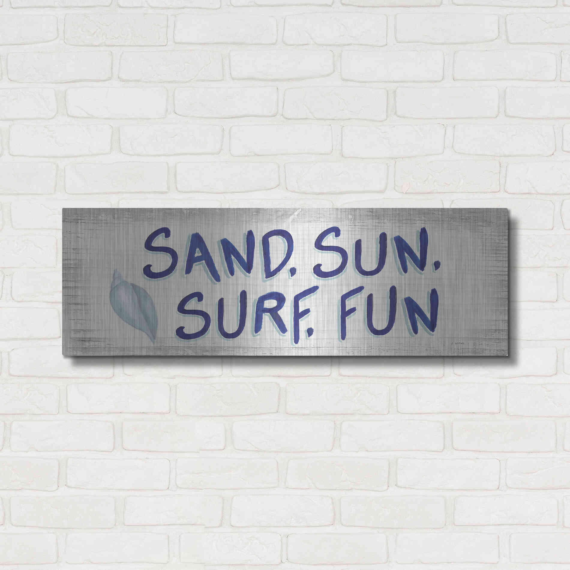 Luxe Metal Art 'Beach Time VIII' by James Wiens, Metal Wall Art,36x12