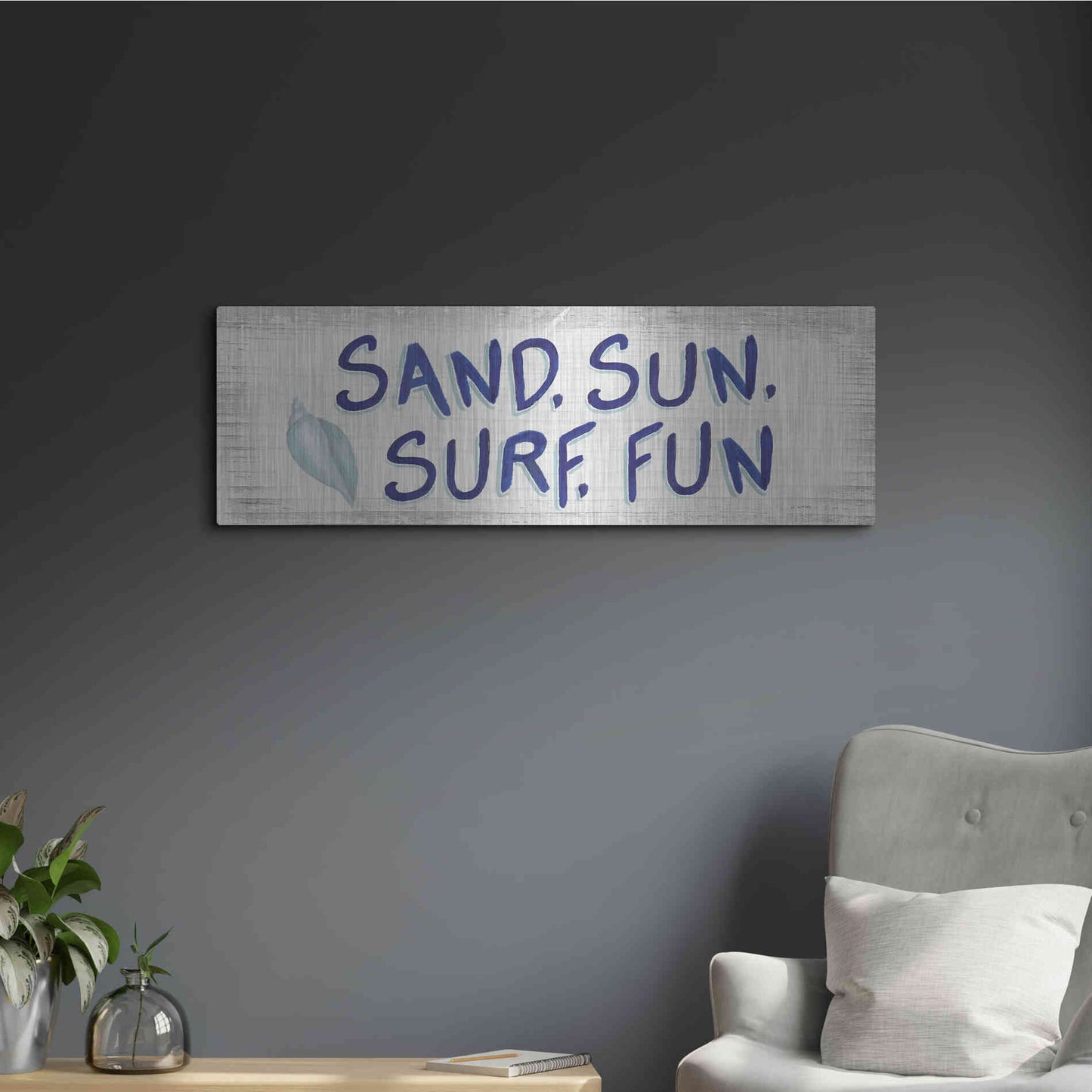 Luxe Metal Art 'Beach Time VIII' by James Wiens, Metal Wall Art,36x12