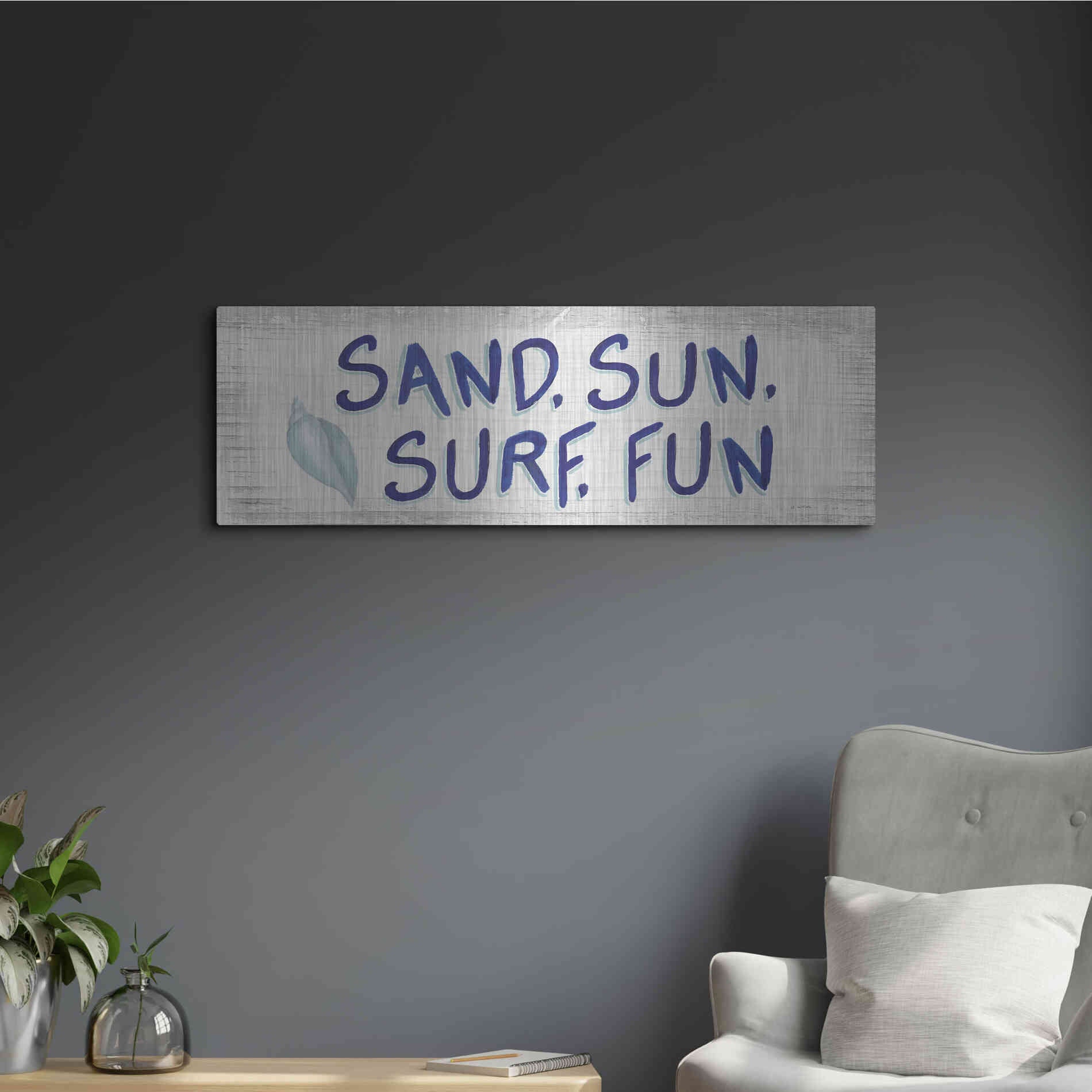 Luxe Metal Art 'Beach Time VIII' by James Wiens, Metal Wall Art,36x12