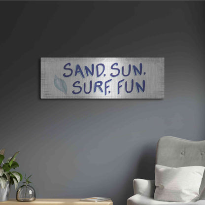 Luxe Metal Art 'Beach Time VIII' by James Wiens, Metal Wall Art,36x12