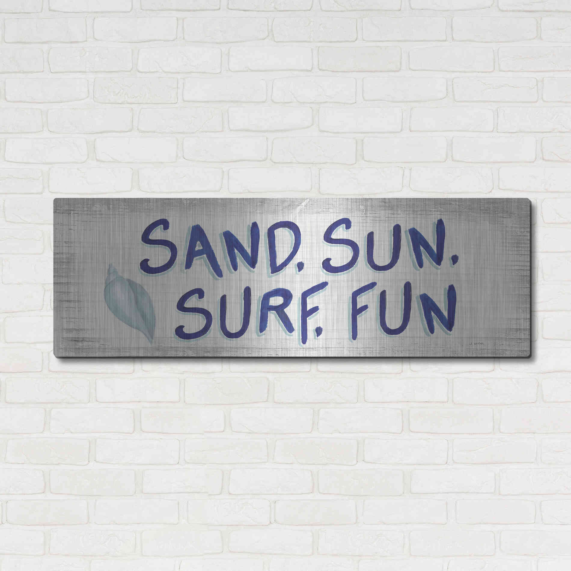 Luxe Metal Art 'Beach Time VIII' by James Wiens, Metal Wall Art,48x16