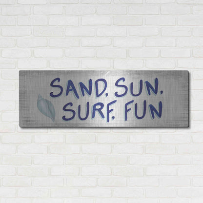 Luxe Metal Art 'Beach Time VIII' by James Wiens, Metal Wall Art,48x16