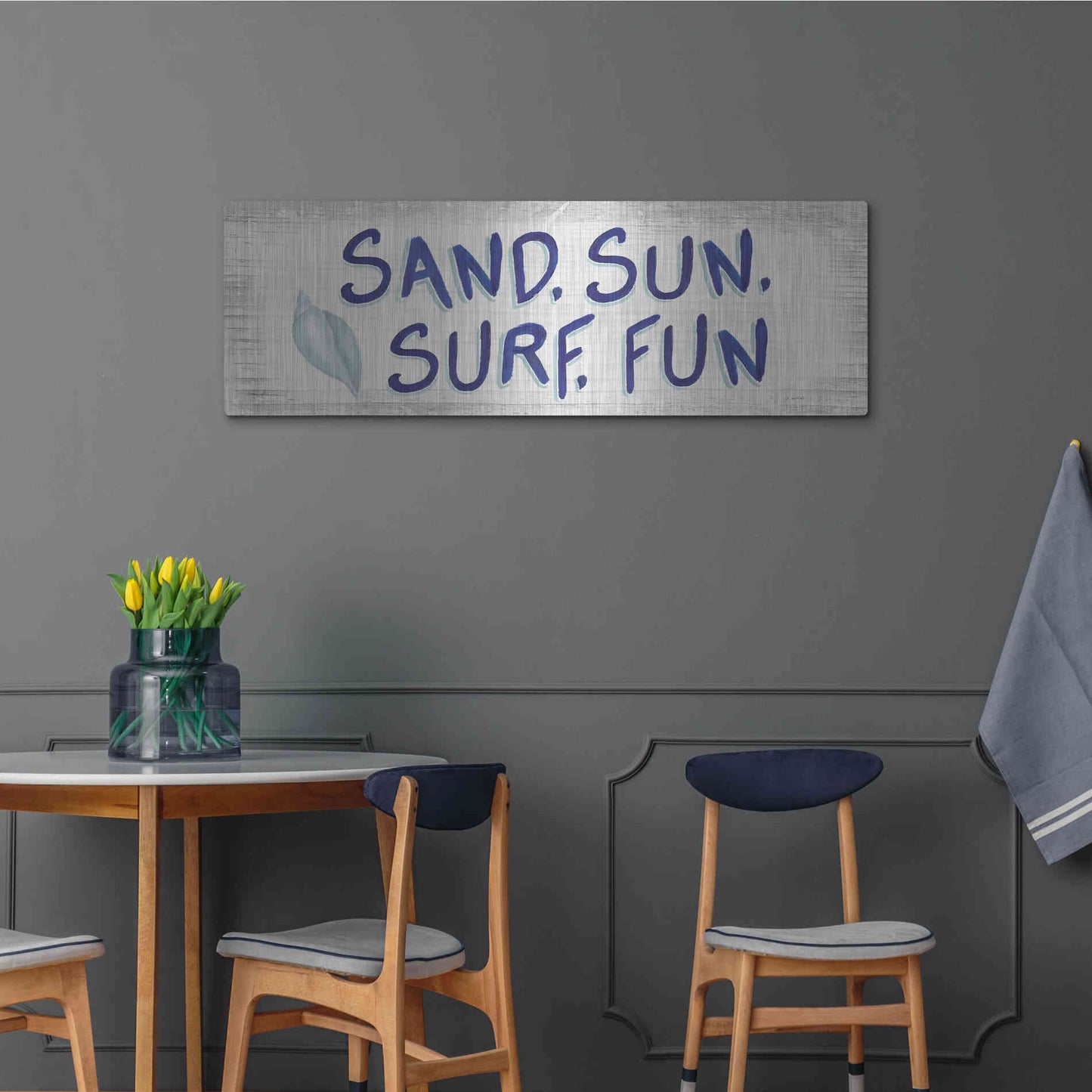 Luxe Metal Art 'Beach Time VIII' by James Wiens, Metal Wall Art,48x16