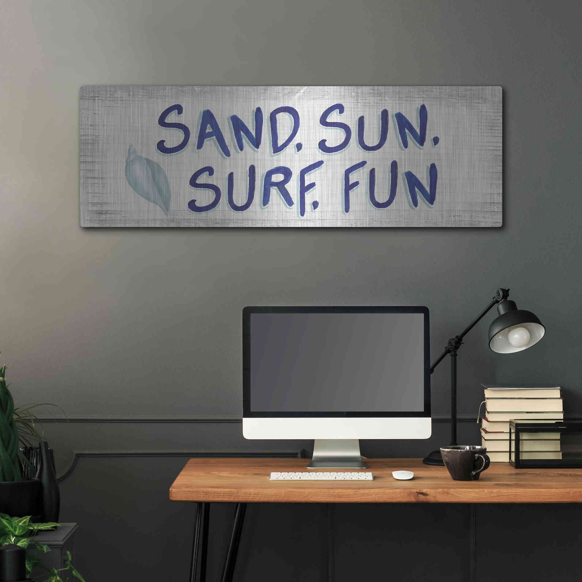 Luxe Metal Art 'Beach Time VIII' by James Wiens, Metal Wall Art,48x16