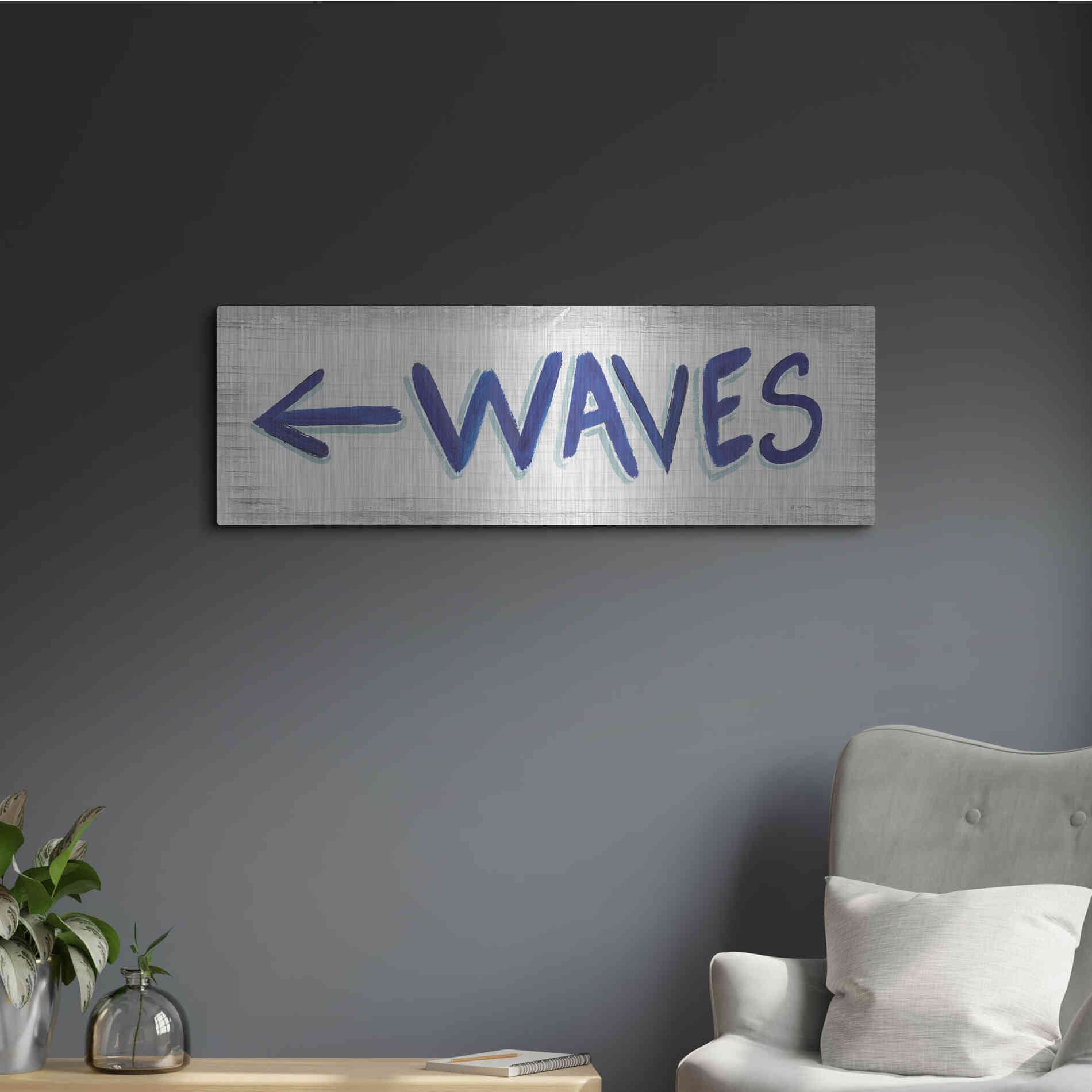 Luxe Metal Art 'Beach Time IX' by James Wiens, Metal Wall Art,36x12