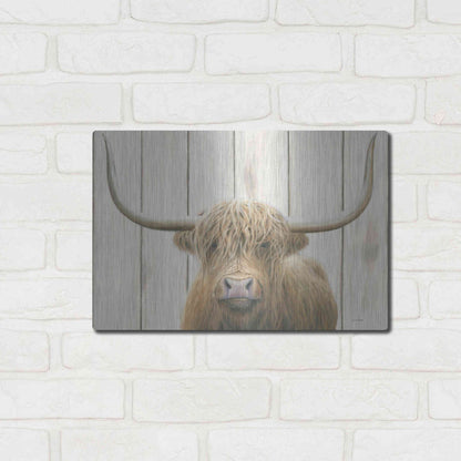 Luxe Metal Art 'Highland Cow Shiplap' by James Wiens, Metal Wall Art,16x12