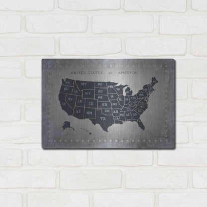 Luxe Metal Art 'Riveting USA Map' by James Wiens, Metal Wall Art,16x12