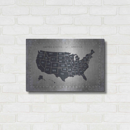 Luxe Metal Art 'Riveting USA Map' by James Wiens, Metal Wall Art,24x16